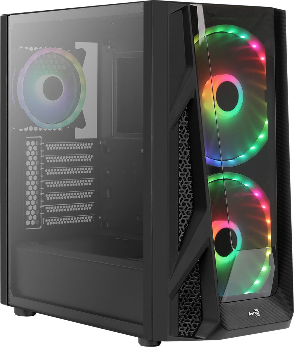 Számítógépház Aerocool NightHawk Duo RGB ATX Fekete Edzett üveg