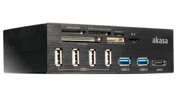 Kártyaolvasó 5.25 Akasa + 4x USB 2.0 + 2x USB 3.0 + eSATA