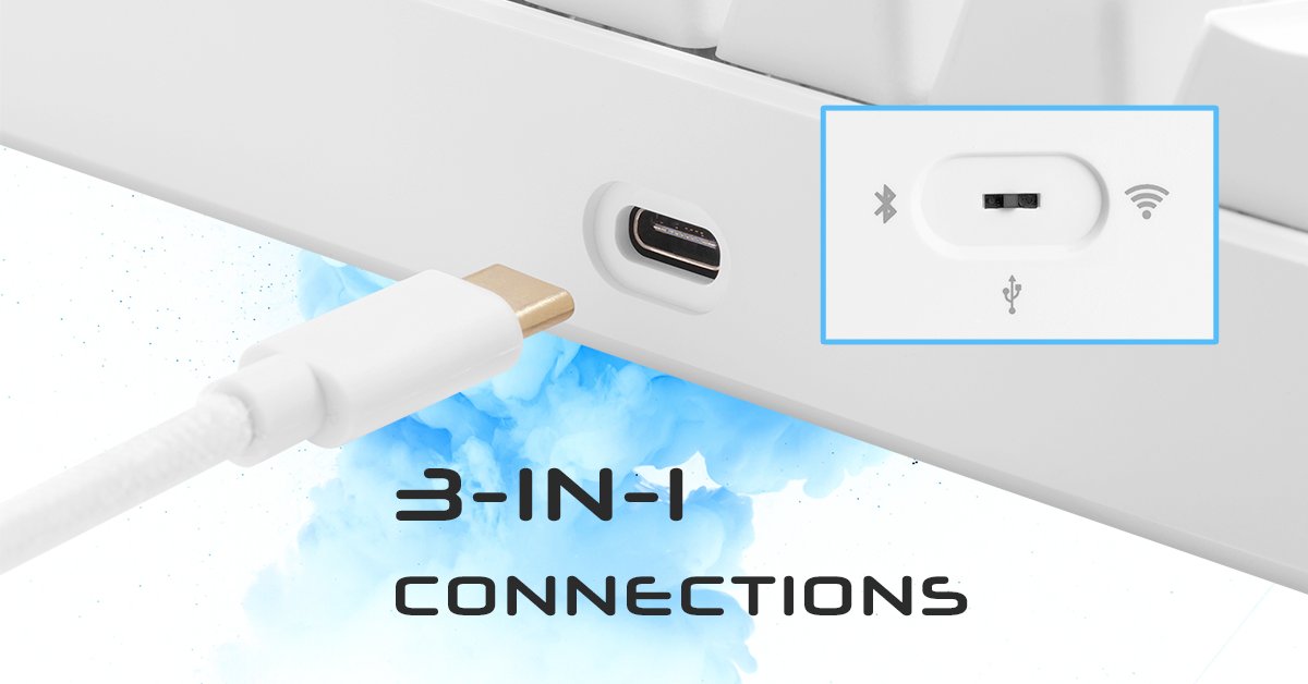 Billentyűzet DELTACO GAMING WK95B TKL Kailh Brown RGB LED Nordic Wireless Fehér