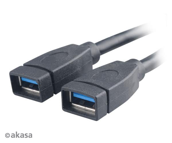 Kábel USB Átalakító Akasa USB 3.0 (Female) - 2x USB 3.0 (Female) 15cm Belső