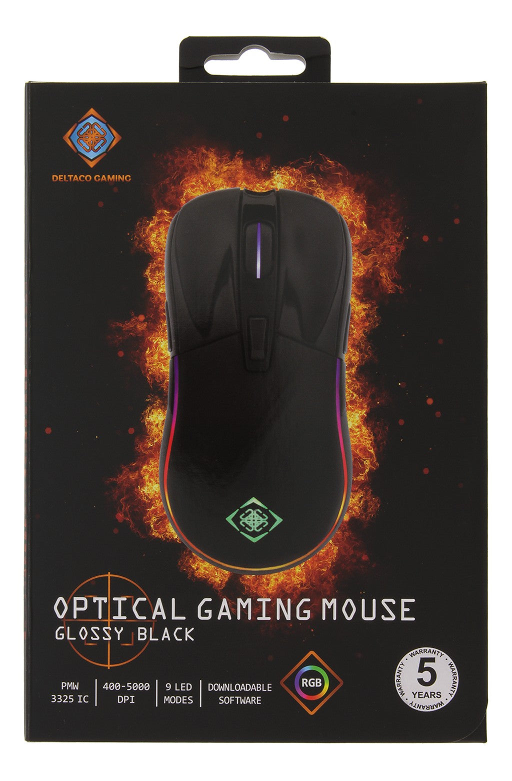 Egér DELTACO GAMING DM410 Optikai USB RGB Fekete