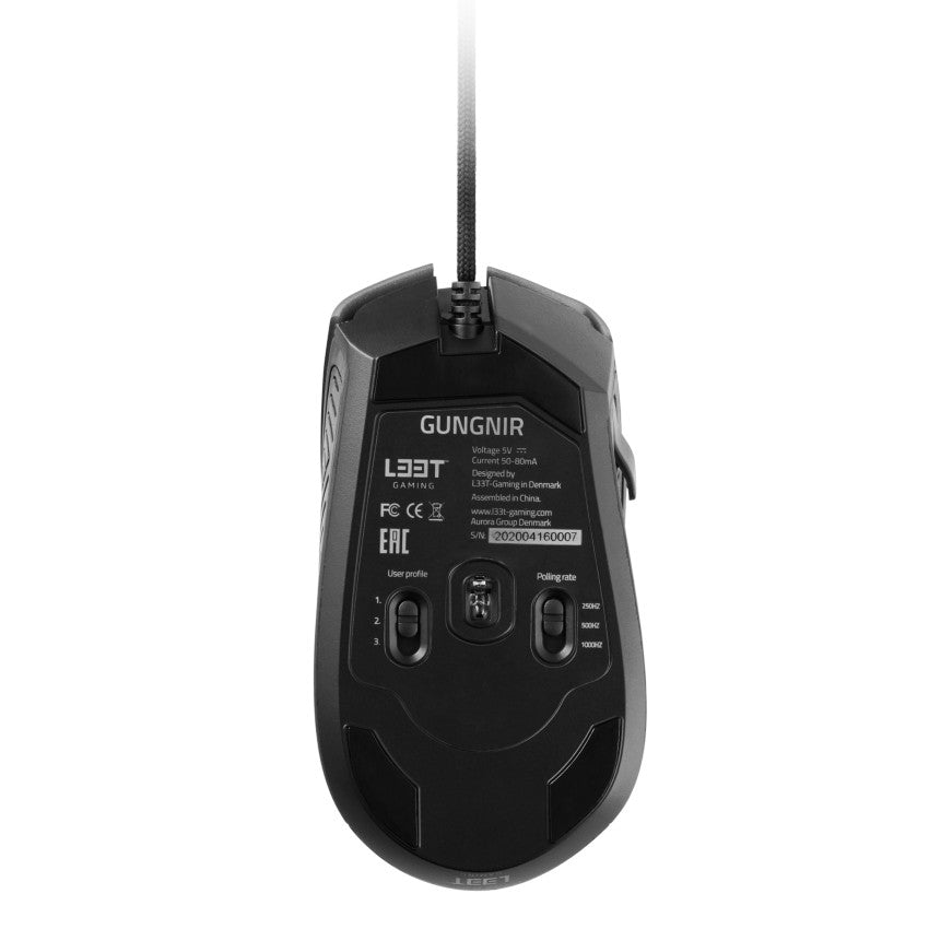 Egér L33T Gaming Gungnir RGB Optikai USB Fekete