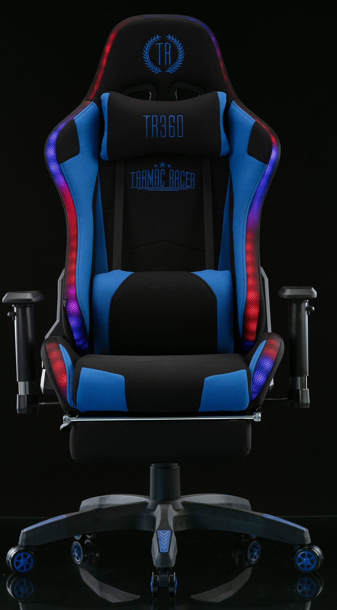 Turbo LED szövet gamer szék lábtartóval