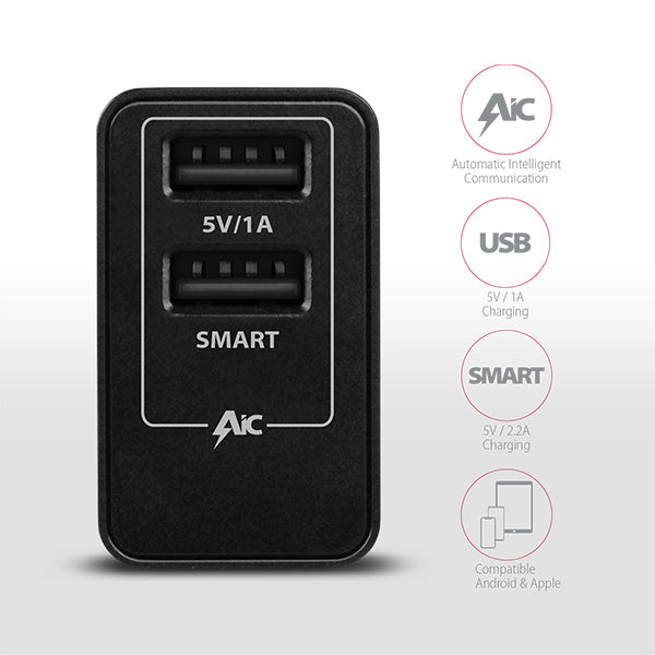 Hálózati töltő Axagon ACU-DS16 USB Type-A 2 port (2.2A + 1A)