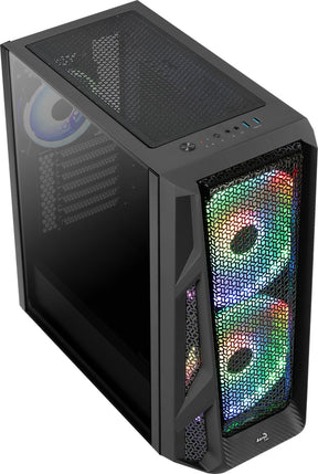 Számítógépház Aerocool AirHawk Duo RGB ATX Fekete Edzett üveg