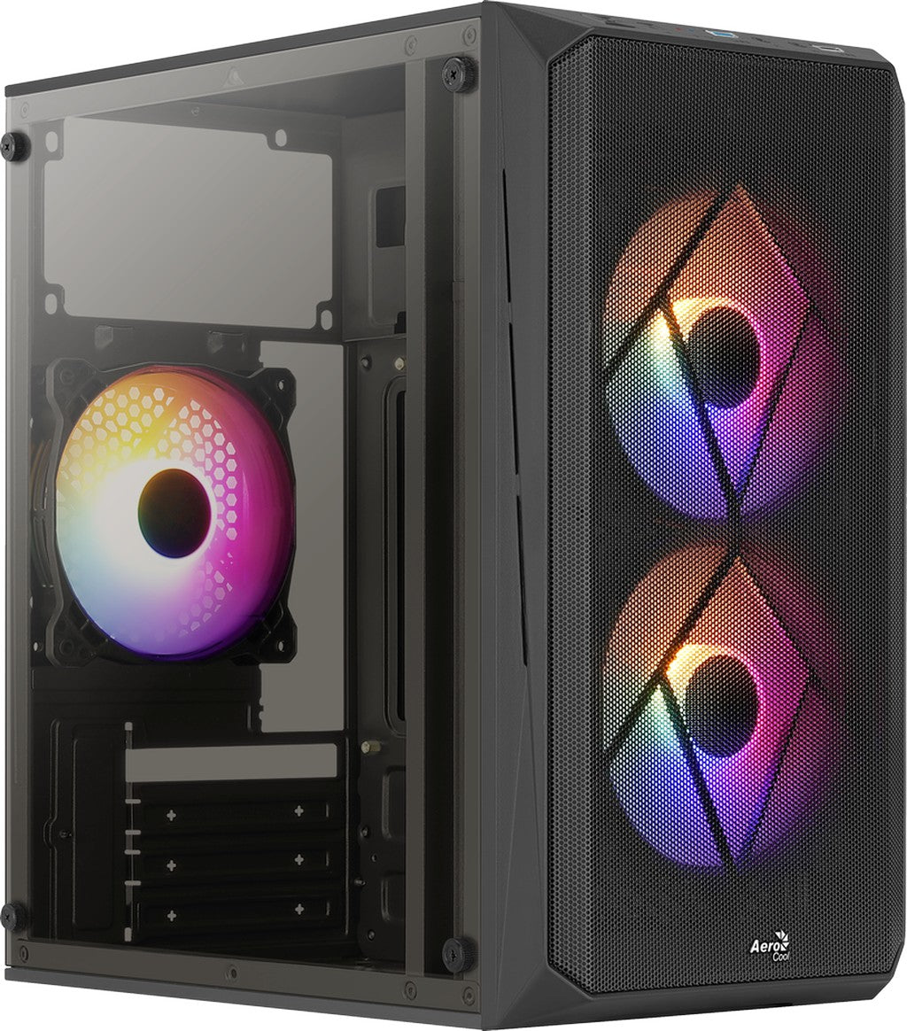 Számítógépház Aerocool CS-107 Mesh FRGB mATX Fekete Acryl üveg