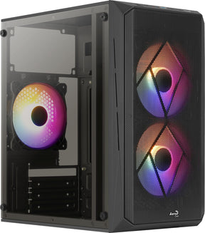 Számítógépház Aerocool CS-107 Mesh FRGB mATX Fekete Acryl üveg