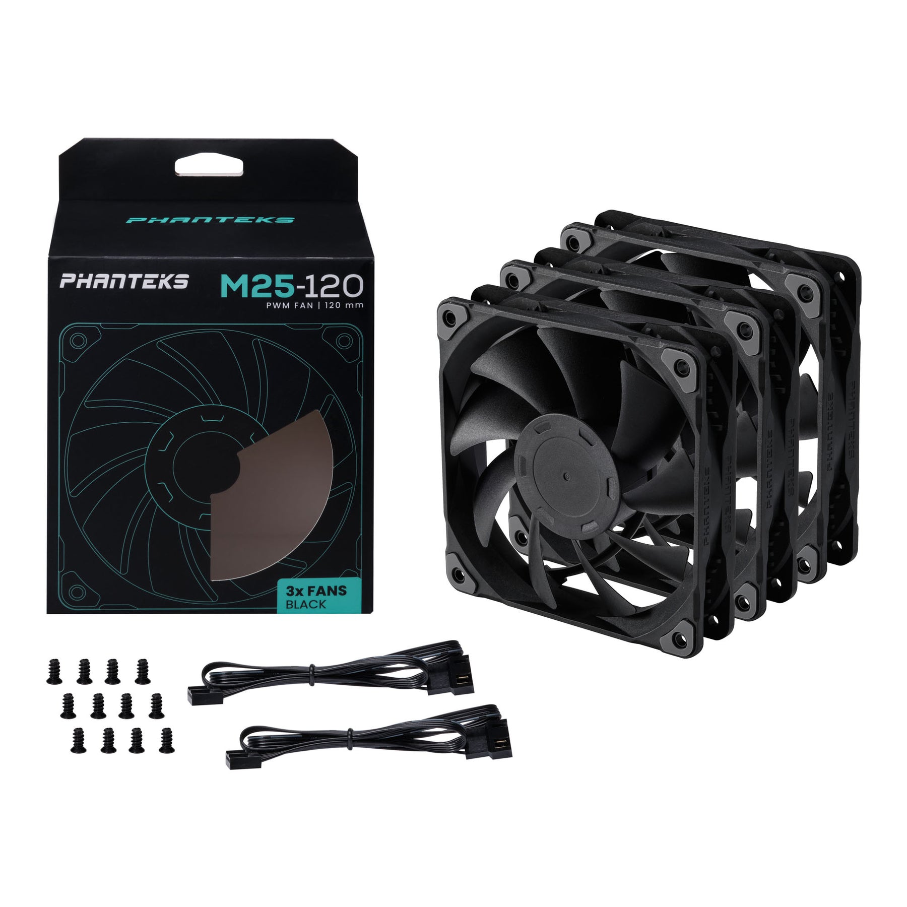 Ventilátor PHANTEKS M25 PWM 12cm Fekete 3db-os