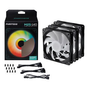 Ventilátor PHANTEKS M25 D-RGB PWM 14cm Fekete 3db-os