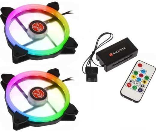 Ventilátor RAIJINTEK IRIS 14 Rainbow RGB PWM 14cm 2db-os + Vezérlő