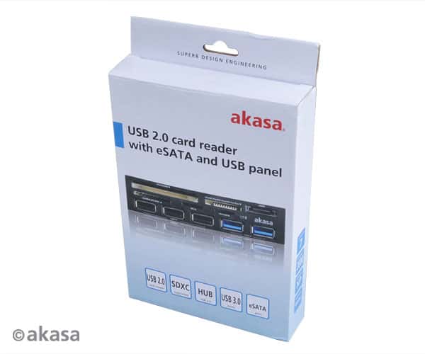 Kártyaolvasó 3.5 Akasa 3x USB 2.0 + 2x USB 3.0 + eSATA