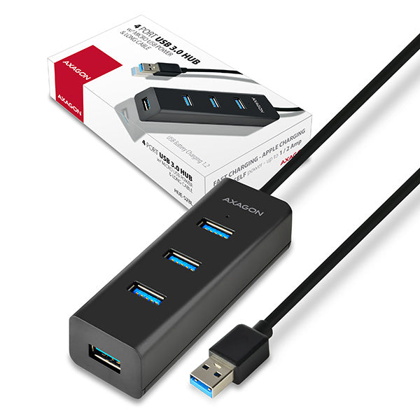 HUB USB 3.0 Axagon HUE-S2B 4x USB 3.0 30cm Fekete + USB táp