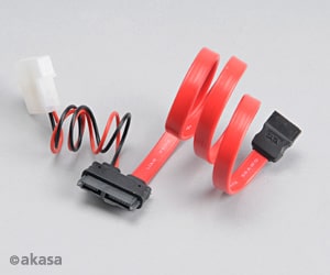 Kábel Táp Átalakító Akasa Molex (Male) + SATA (Female) - SATA Slimline (Female)