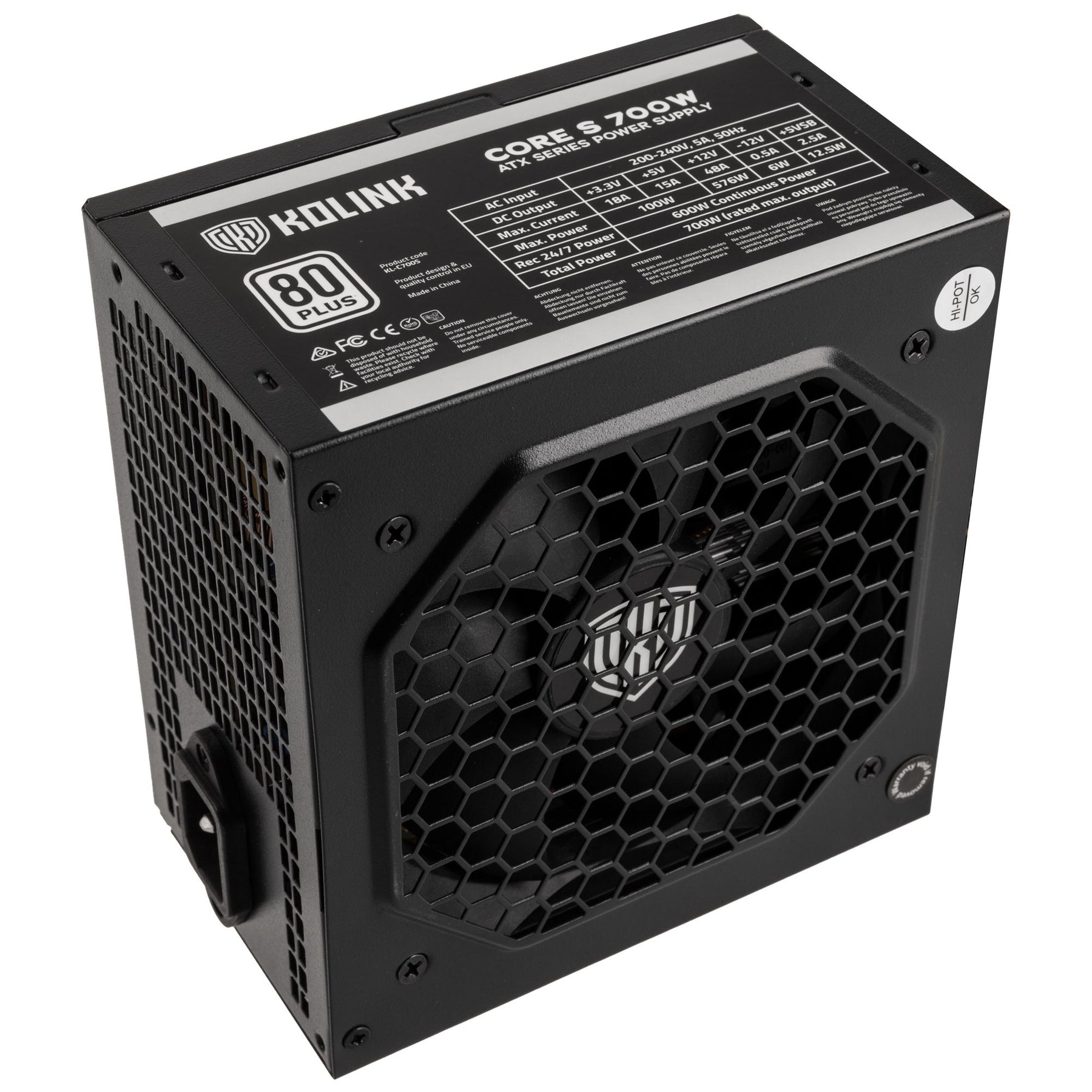 Tápegység Kolink Core S 700W 12cm ATX BOX 80+ Tápkábel nélkül