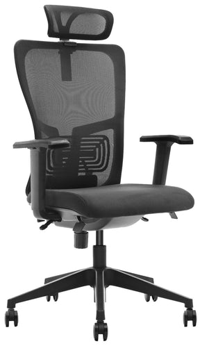 Tucon ergonomikus irodaszék szövet és hálós borítással, beállítható deréktámasz, ülésmélység, fejtámasz és kartámaszok
